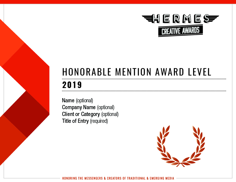 2019 Honorable Mention in the Hermes Creative Awards for Business-to-Consumer Websites